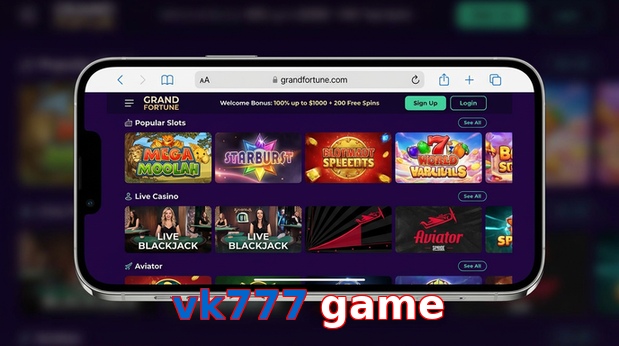 Main screen of Vk777 Game ios page for PK players
